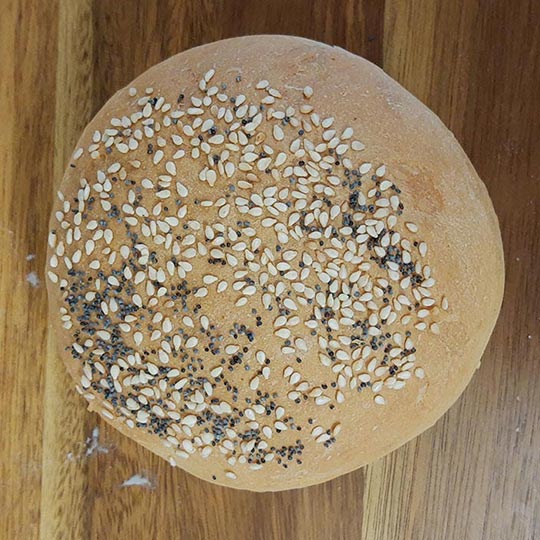 Hamburger Bun topped with Sesame and Poppy Seed